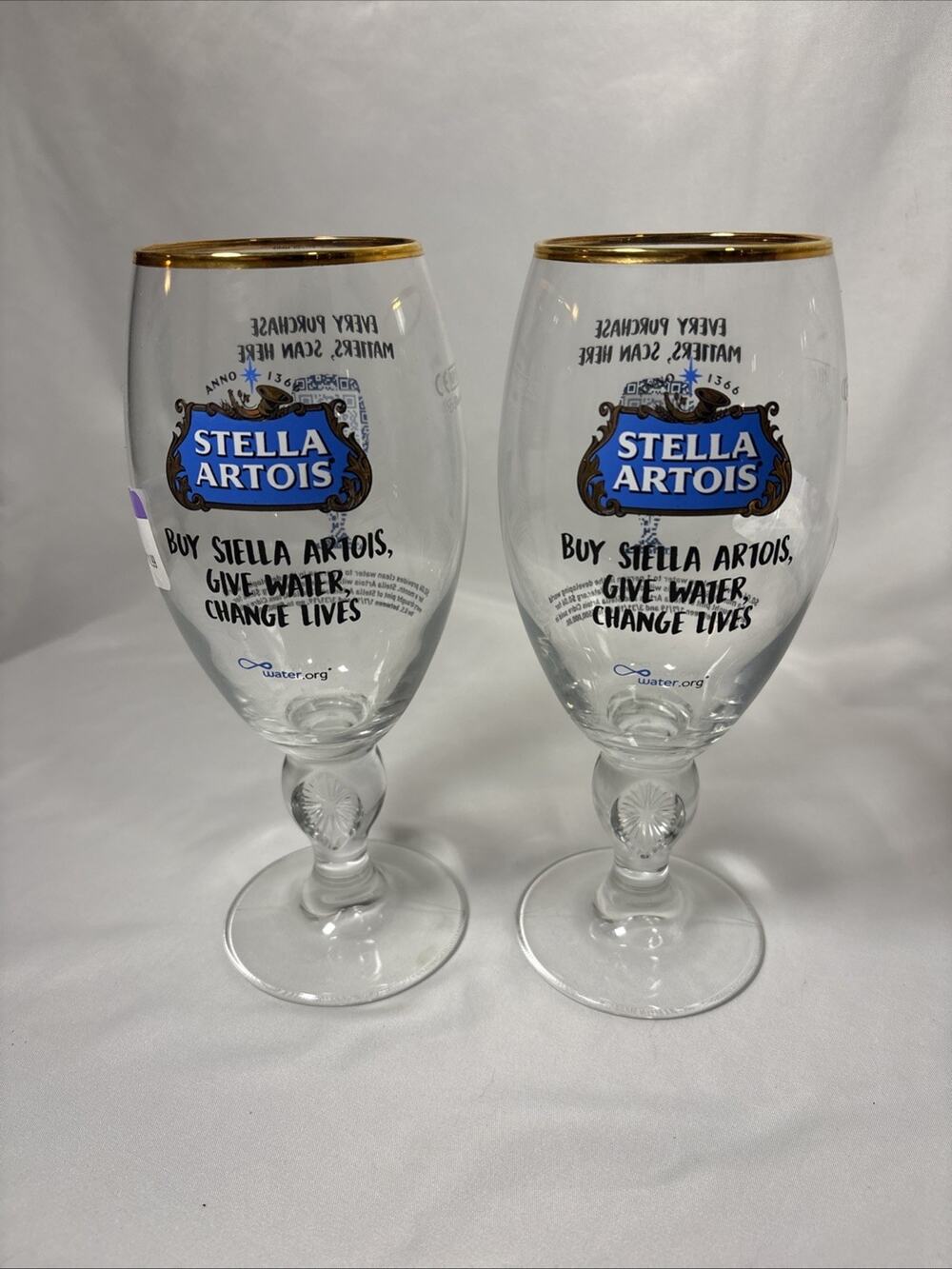 Stella Artois Limited Edition ‘Water.org’ Buy Stella-Give Water Glass Set of 2